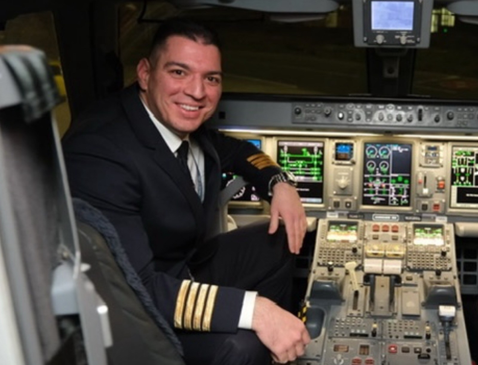 Pilot in an airline cockpit