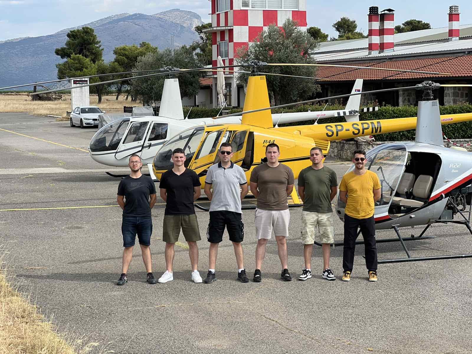 FAM students with the helicopter training fleet